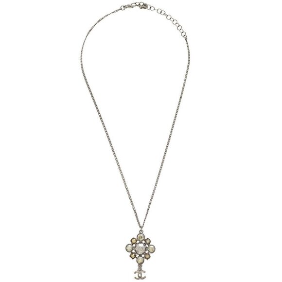 Chanel Necklace Pendant Rhinestone Silver 10V 154175 - Picture 2 of 4